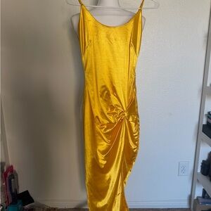 JLUXLABEL Vibrant Yellow Satin Dress